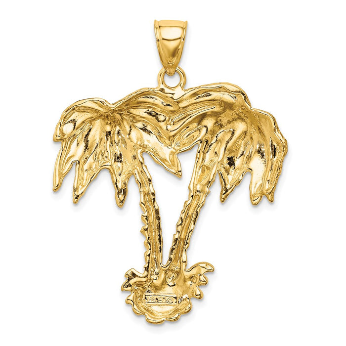 Million Charms 14K Yellow Gold Themed 2-D Double Palm Trees Charm