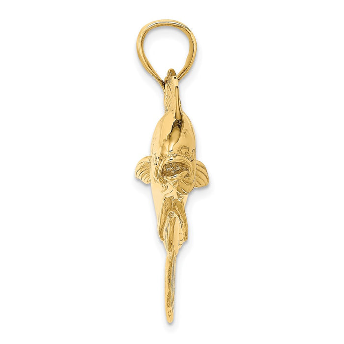 Million Charms 14K Yellow Gold Themed 3-D Female Dorado (Mahi-Mahi) Charm