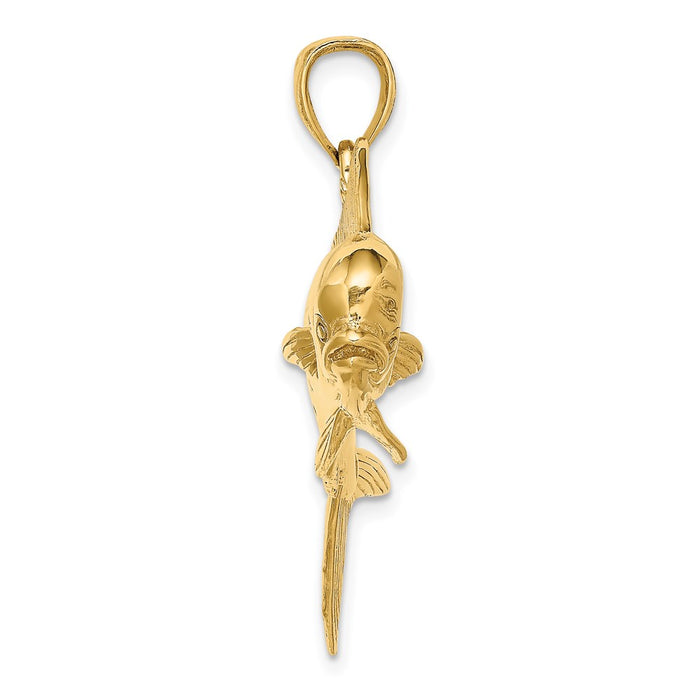 Million Charms 14K Yellow Gold Themed 3-D Male Dorado (Mahi-Mahi) Charm