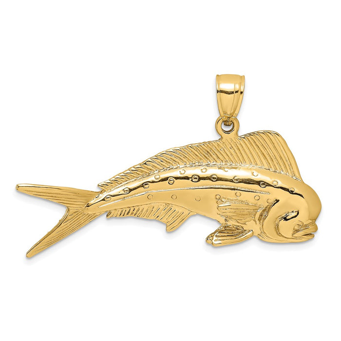 Million Charms 14K Yellow Gold Themed 3-D Male Dorado (Mahi-Mahi) Charm