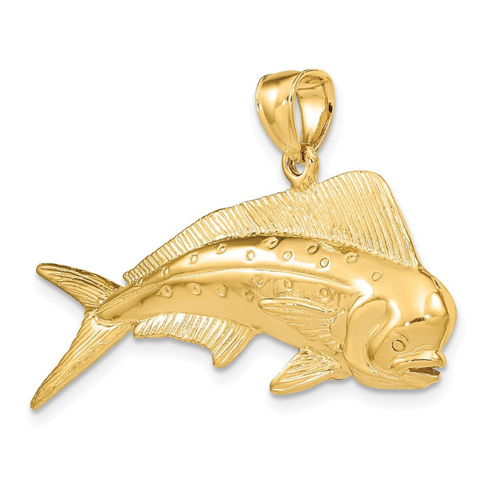 Million Charms 14K Yellow Gold Themed 3-D Male Dorado (Mahi-Mahi) Charm