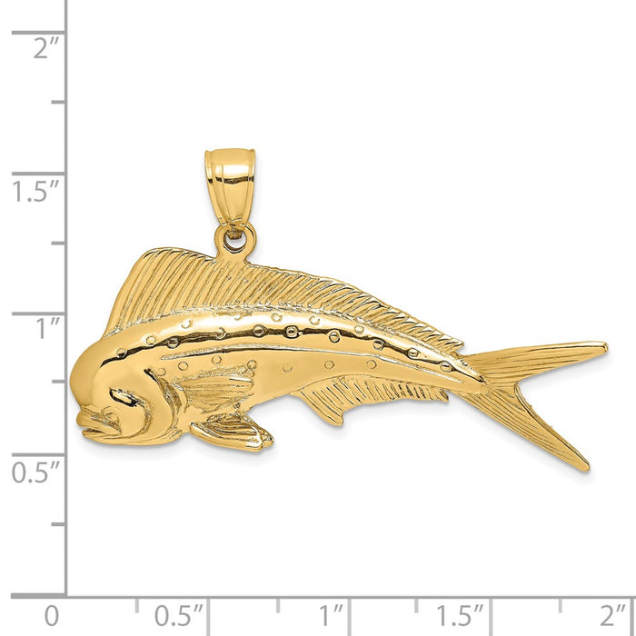 Million Charms 14K Yellow Gold Themed 3-D Male Dorado (Mahi-Mahi) Charm