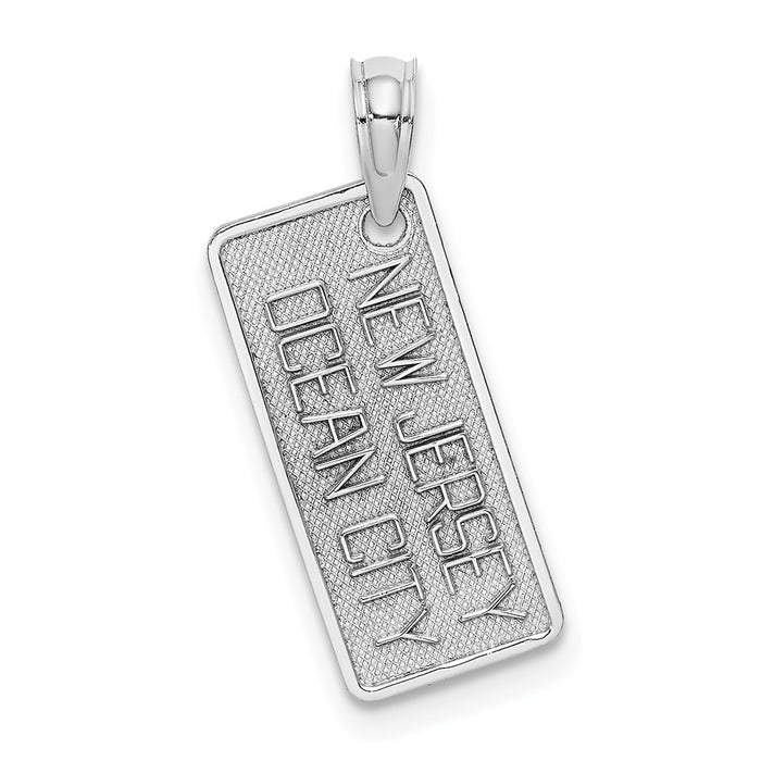 Million Charms 14K White Gold Themed Texture Small Ocean City, Nj License Plate Charm