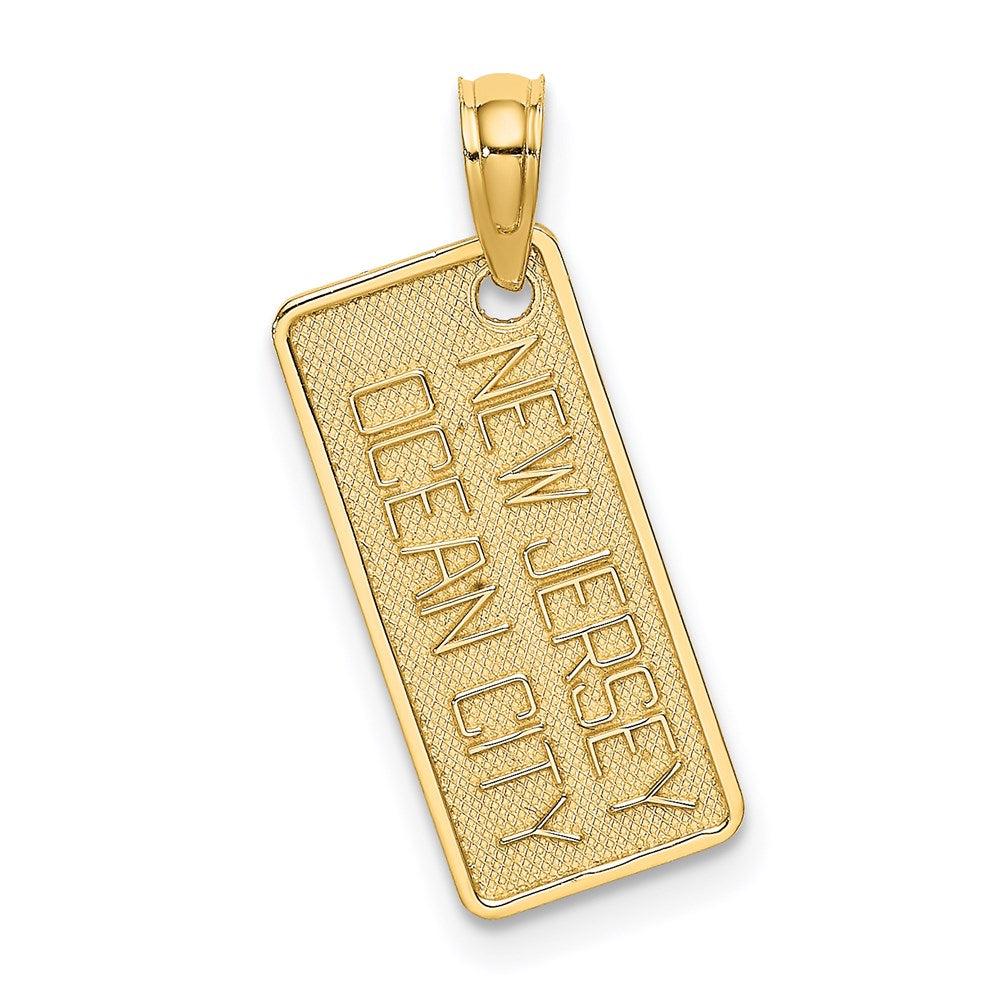 Million Charms 14K Yellow Gold Themed Texture Small Ocean City, Nj License Plate Charm