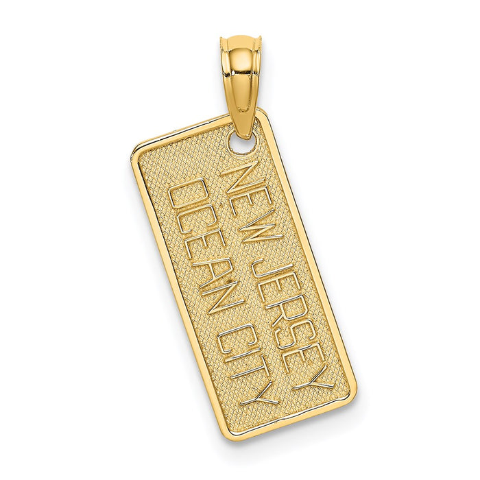 Million Charms 14K Yellow Gold Themed Texture Small Ocean City, Nj License Plate Charm