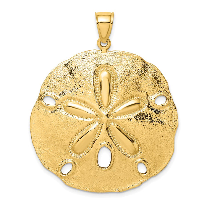 Million Charms 14K Yellow Gold Themed Polished Large Sand Dollar Charm