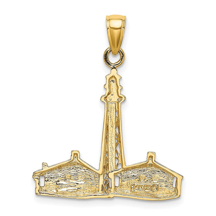 Million Charms 14K Yellow Gold Themed 2-D Sanibel Island Lighthouse Charm