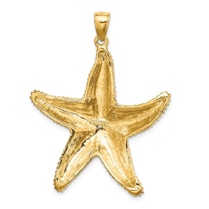 Million Charms 14K Yellow Gold Themed 2-D Textured Nautical Starfish Charm