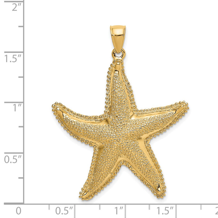 Million Charms 14K Yellow Gold Themed 2-D Textured Nautical Starfish Charm
