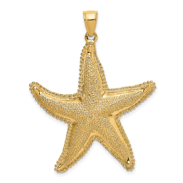 Million Charms 14K Yellow Gold Themed 2-D Textured Nautical Starfish Charm