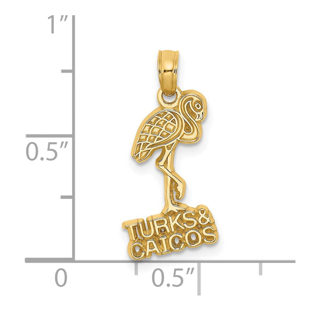 Million Charms 14K Yellow Gold Themed Turks & Caicos Under Flamingo Charm