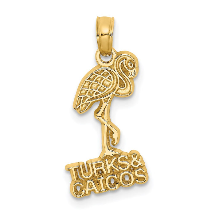Million Charms 14K Yellow Gold Themed Turks & Caicos Under Flamingo Charm