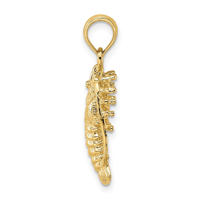 Million Charms 14K Yellow Gold Themed Florida Lobster With Out Claws Charm