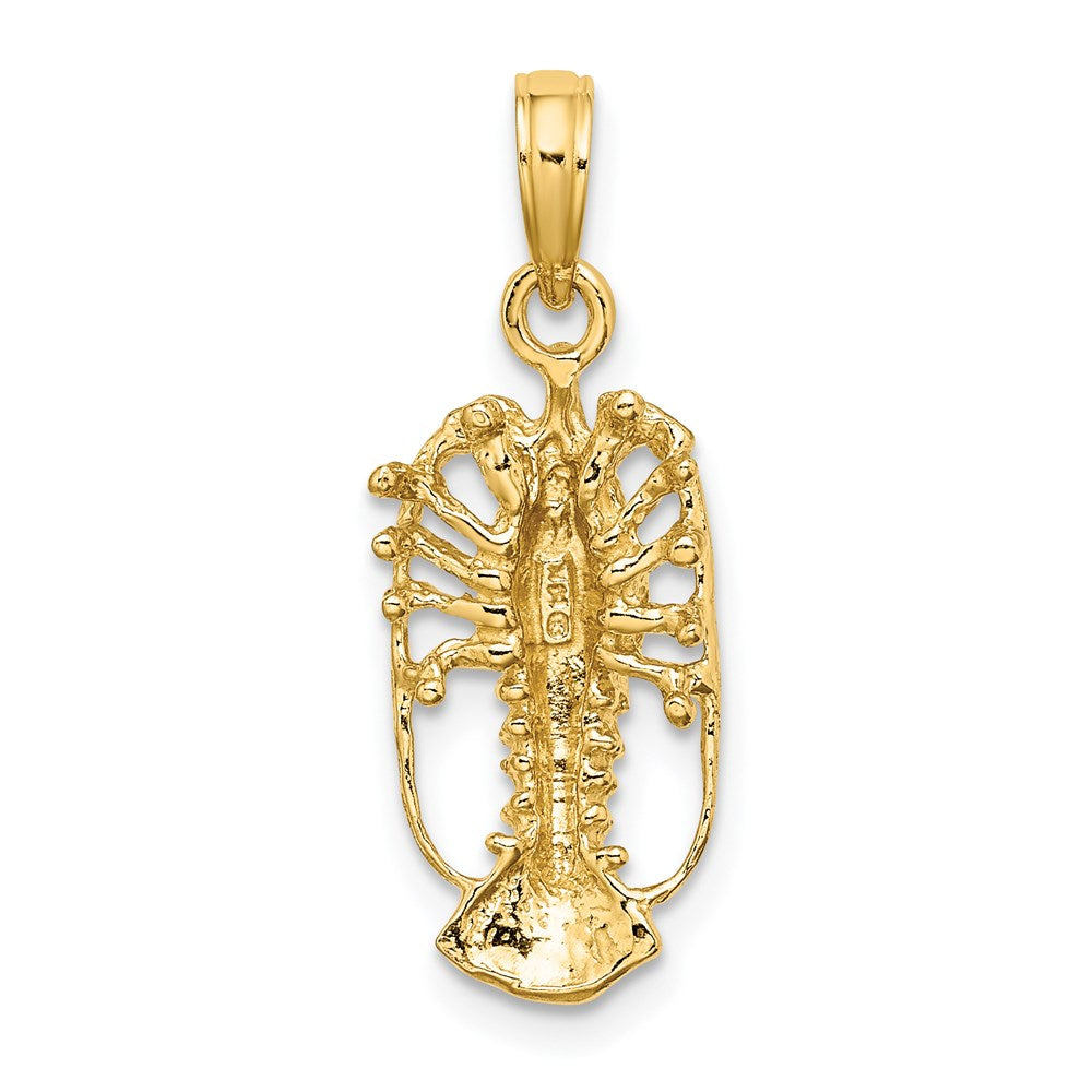 Million Charms 14K Yellow Gold Themed Florida Lobster With Out Claws Charm