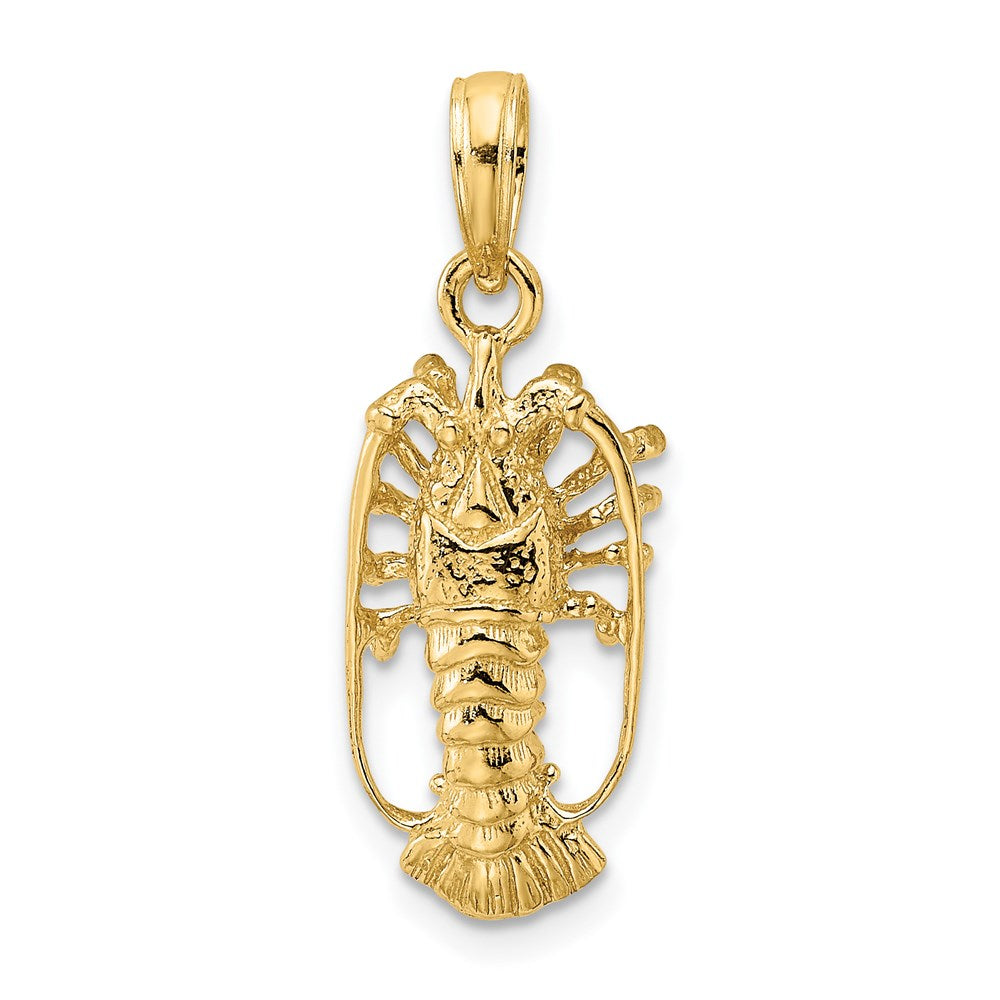 Million Charms 14K Yellow Gold Themed Florida Lobster With Out Claws Charm