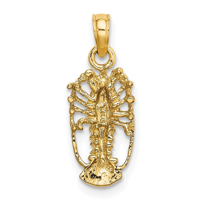 Million Charms 14K Yellow Gold Themed Florida Lobster With Out Claws Charm
