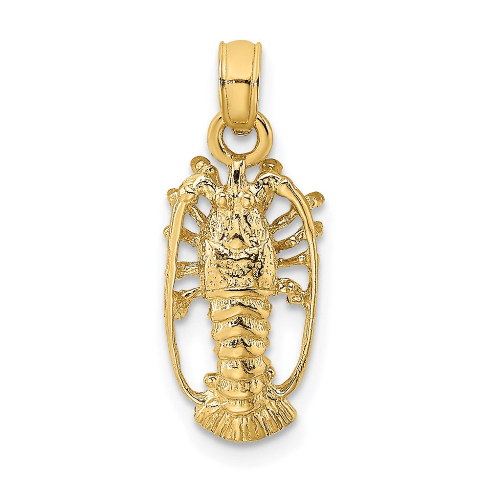 Million Charms 14K Yellow Gold Themed Florida Lobster With Out Claws Charm