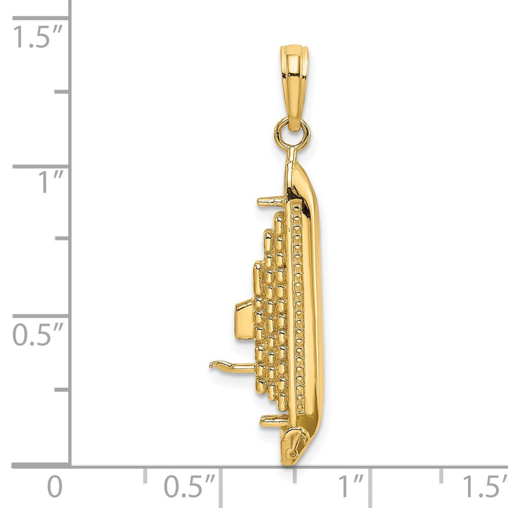 Million Charms 14K Yellow Gold Themed 3-D Polished Cruise Ship Charm