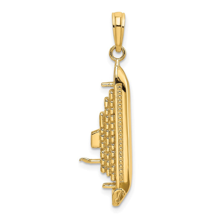 Million Charms 14K Yellow Gold Themed 3-D Polished Cruise Ship Charm