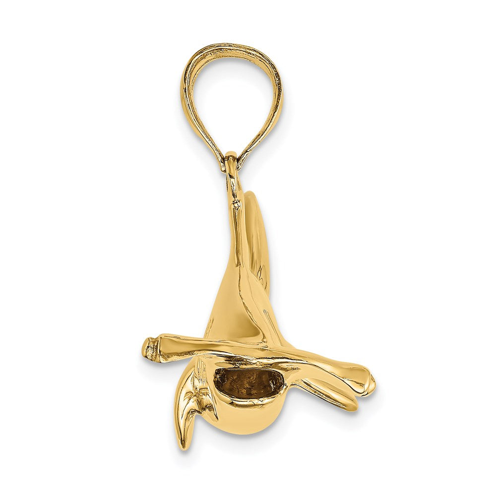 Million Charms 14K Yellow Gold Themed 3-D Hammerhead Shark Charm