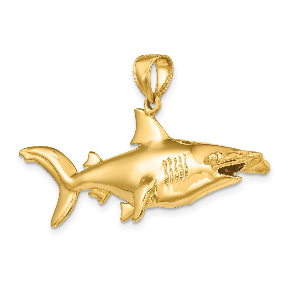 Million Charms 14K Yellow Gold Themed 3-D Hammerhead Shark Charm
