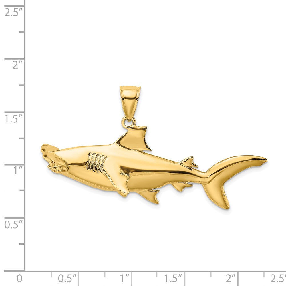 Million Charms 14K Yellow Gold Themed 3-D Hammerhead Shark Charm