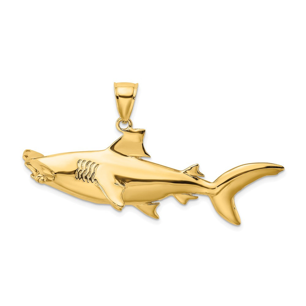 Million Charms 14K Yellow Gold Themed 3-D Hammerhead Shark Charm