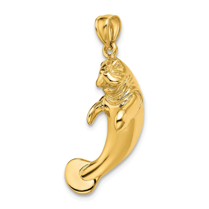 Million Charms 14K Yellow Gold Themed 3-D Polished Manatee Charm