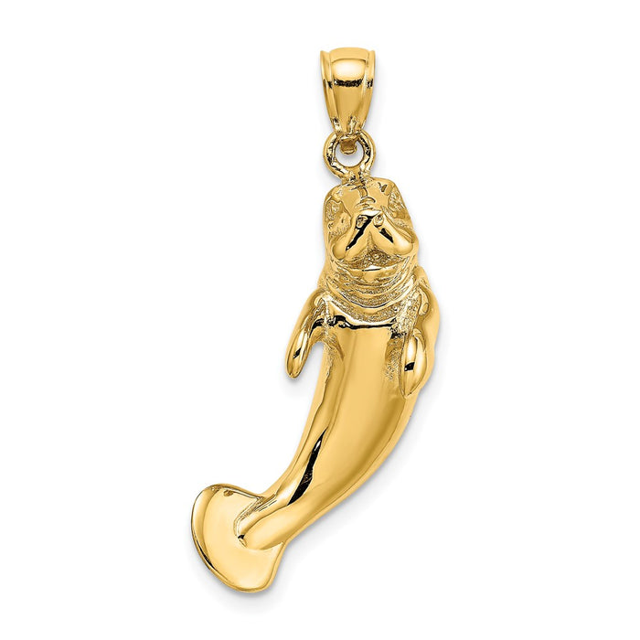 Million Charms 14K Yellow Gold Themed 3-D Polished Manatee Charm