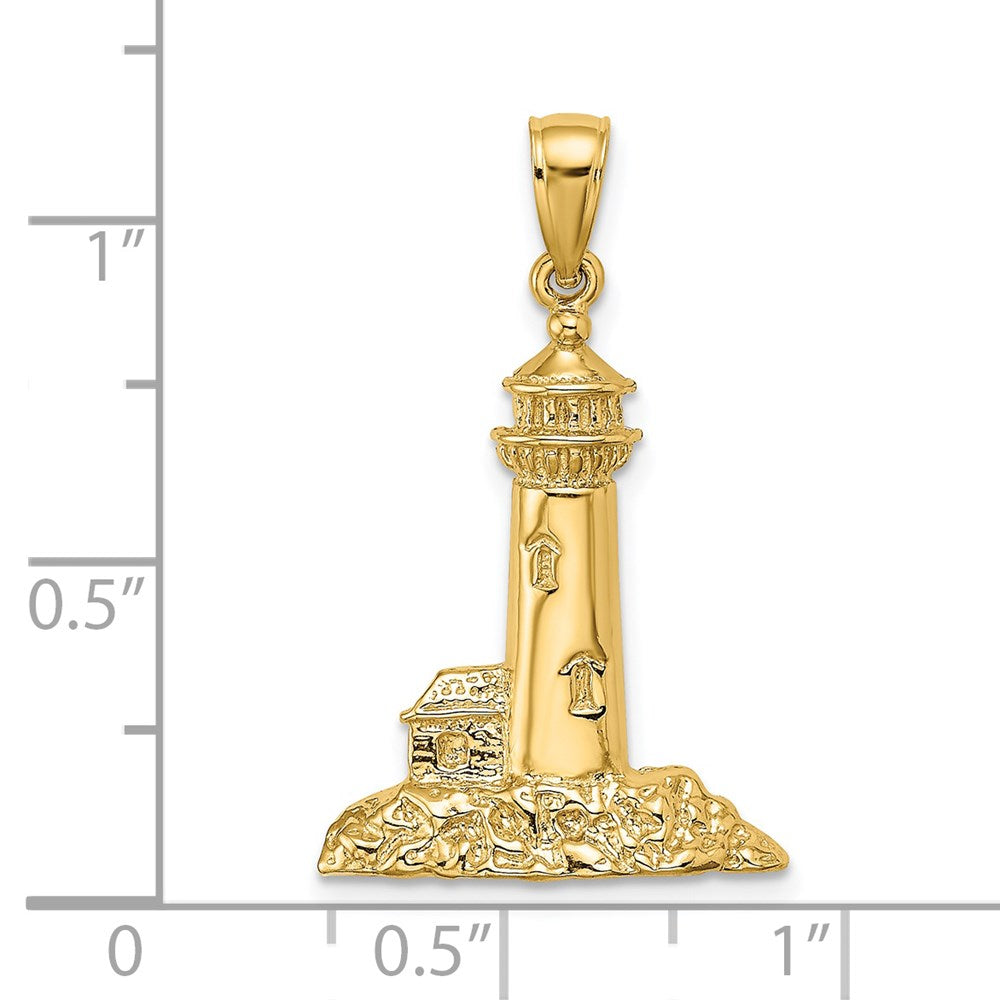 Million Charms 14K Yellow Gold Themed Polished Lighthouse Charm