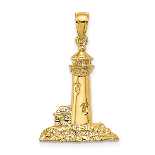 Million Charms 14K Yellow Gold Themed Polished Lighthouse Charm