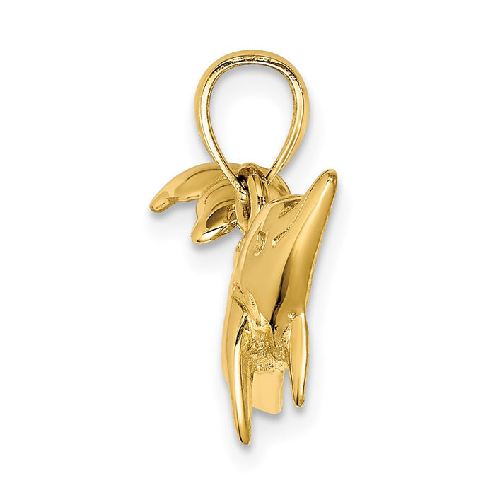 Million Charms 14K Yellow Gold Themed Polished Dolphin Charm