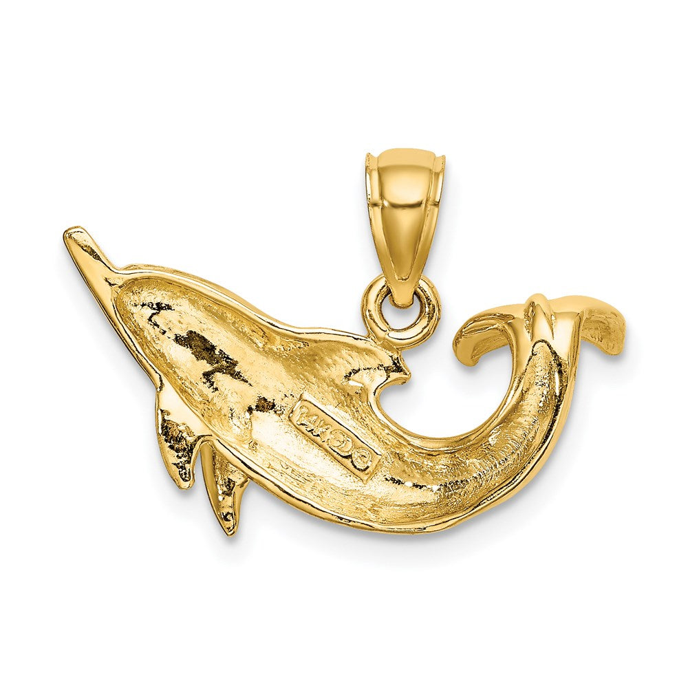 Million Charms 14K Yellow Gold Themed Polished Dolphin Charm