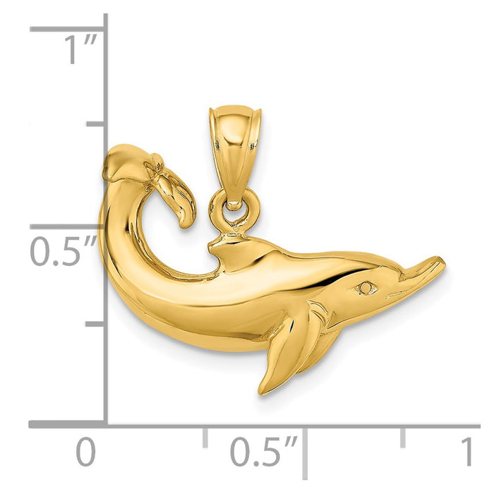 Million Charms 14K Yellow Gold Themed Polished Dolphin Charm