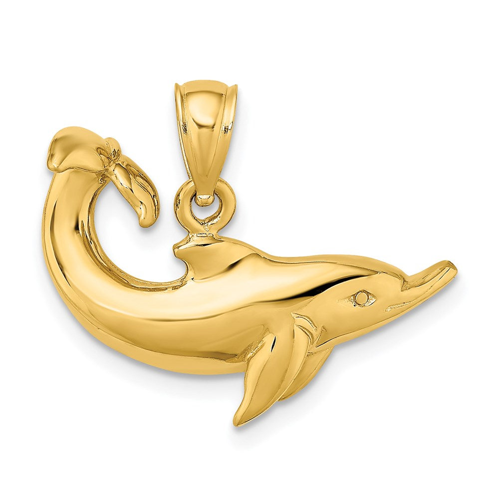 Million Charms 14K Yellow Gold Themed Polished Dolphin Charm