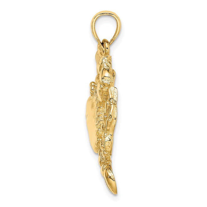 Million Charms 14K Yellow Gold Themed 2-D Blue Crab Charm