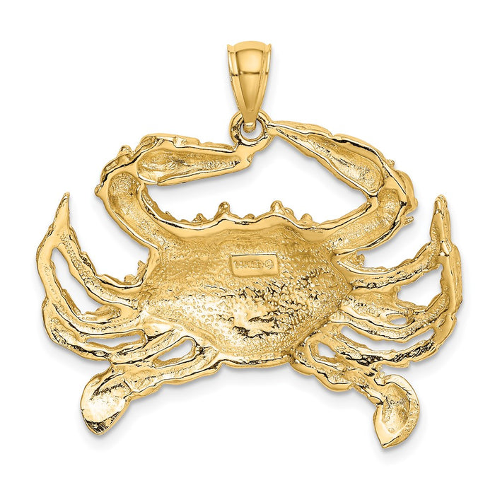 Million Charms 14K Yellow Gold Themed 2-D Blue Crab Charm