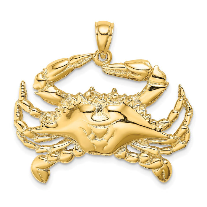 Million Charms 14K Yellow Gold Themed 2-D Blue Crab Charm