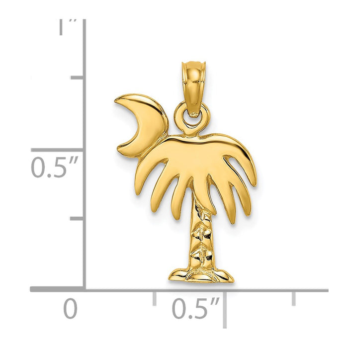 Million Charms 14K Yellow Gold Themed Polished Charleston Palm Tree Charm