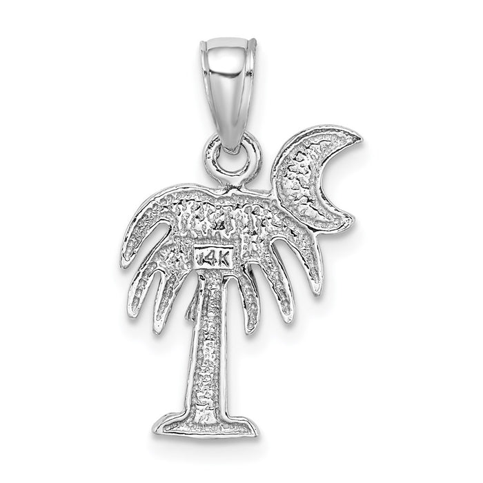 Million Charms 14K White Gold Themed Polished Charleston Palm Tree Charm