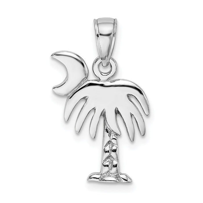 Million Charms 14K White Gold Themed Polished Charleston Palm Tree Charm