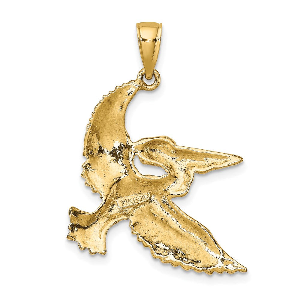 Million Charms 14K Yellow Gold Themed 2-D Flying Pelican Charm