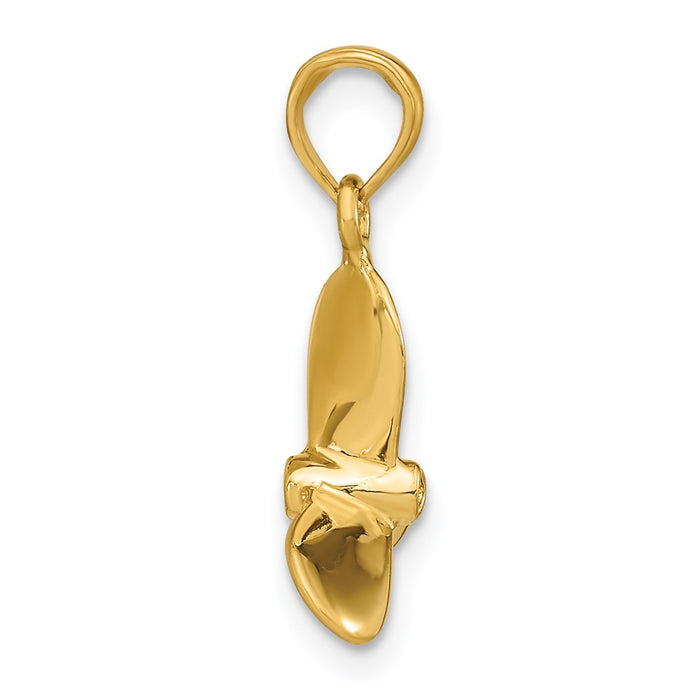 Million Charms 14K Yellow Gold Themed 3-D With 3 Blades Propeller Charm