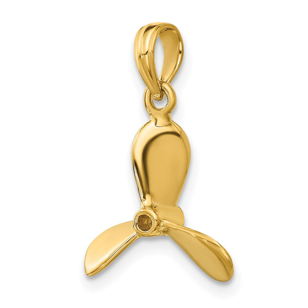 Million Charms 14K Yellow Gold Themed 3-D With 3 Blades Propeller Charm