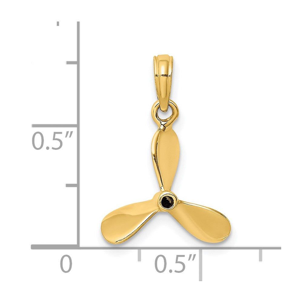 Million Charms 14K Yellow Gold Themed 3-D With 3 Blades Propeller Charm