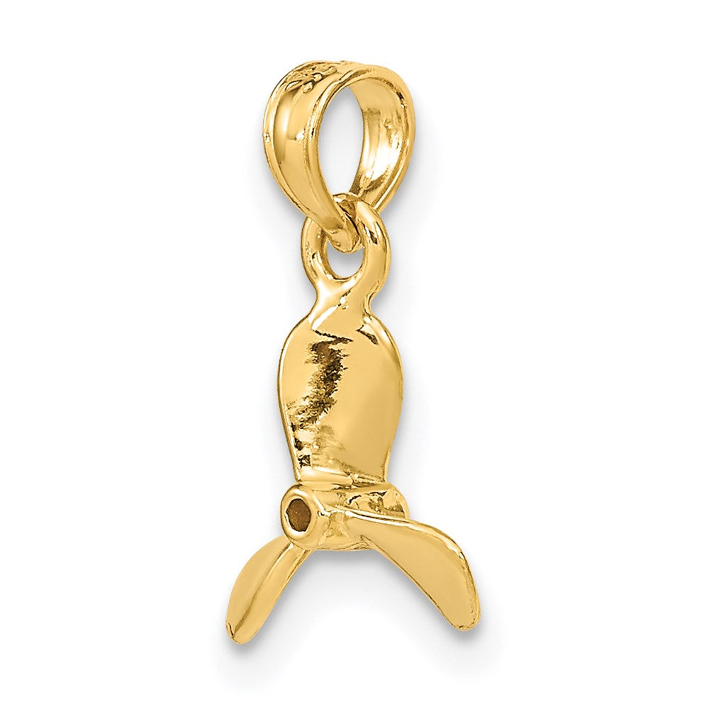 Million Charms 14K Yellow Gold Themed 3-D With 3 Blades Propeller Charm