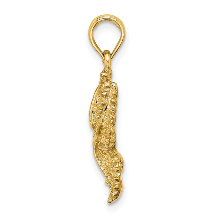 Million Charms 14K Yellow Gold Themed Textured Nautical Starfish Charm