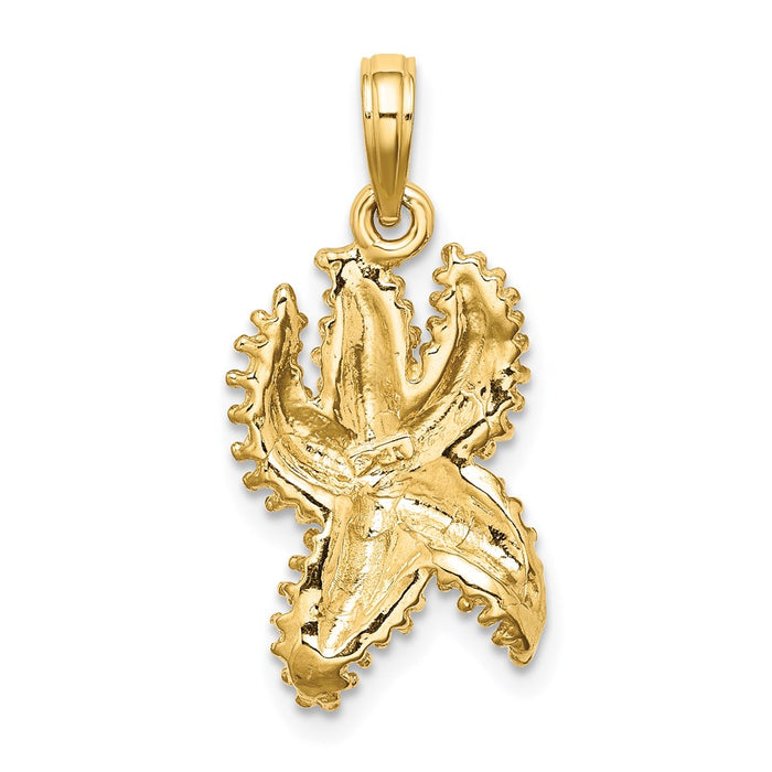 Million Charms 14K Yellow Gold Themed Textured Nautical Starfish Charm