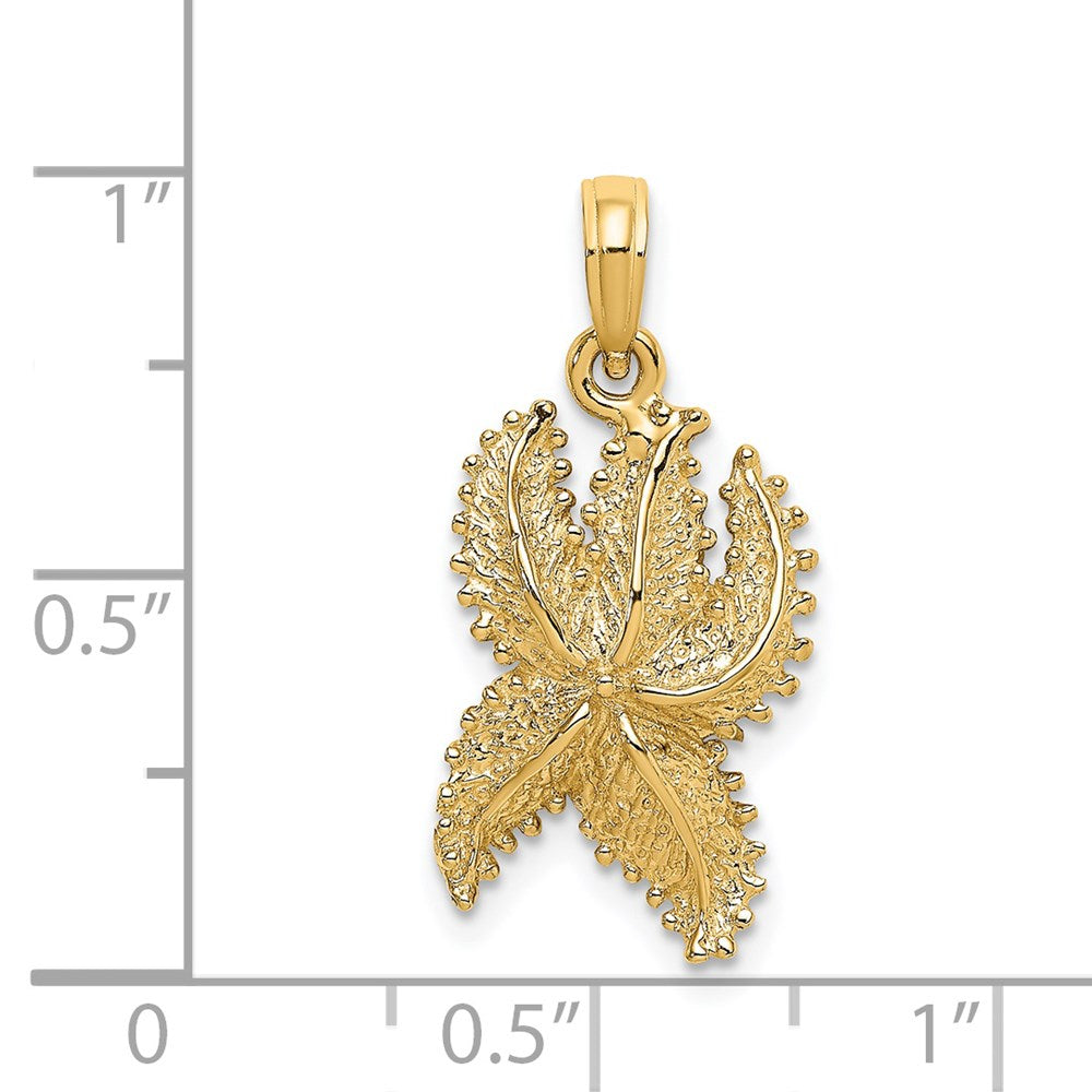 Million Charms 14K Yellow Gold Themed Textured Nautical Starfish Charm