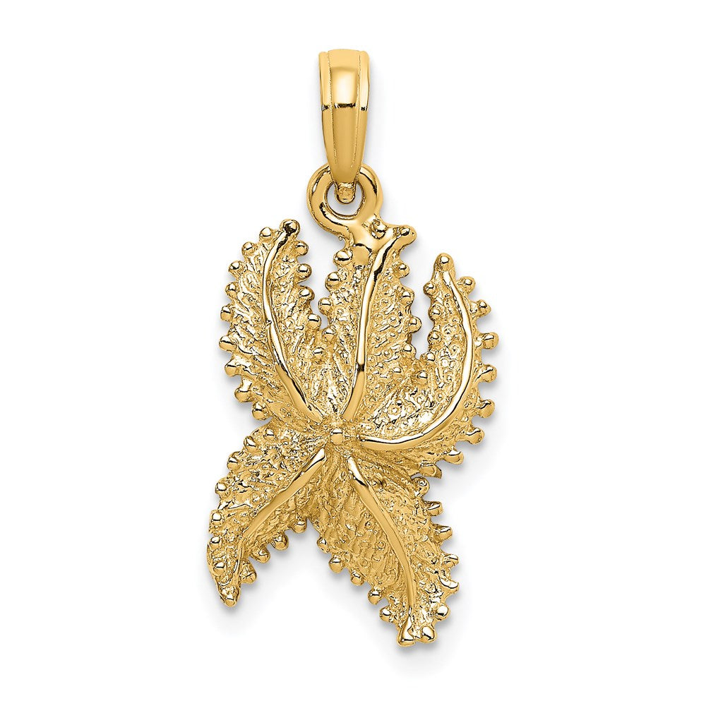 Million Charms 14K Yellow Gold Themed Textured Nautical Starfish Charm